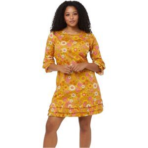 Joanie Clothing Caitlyn Retro Floral A-Line Mini Dress. Yellow. Pockets. 16 1X